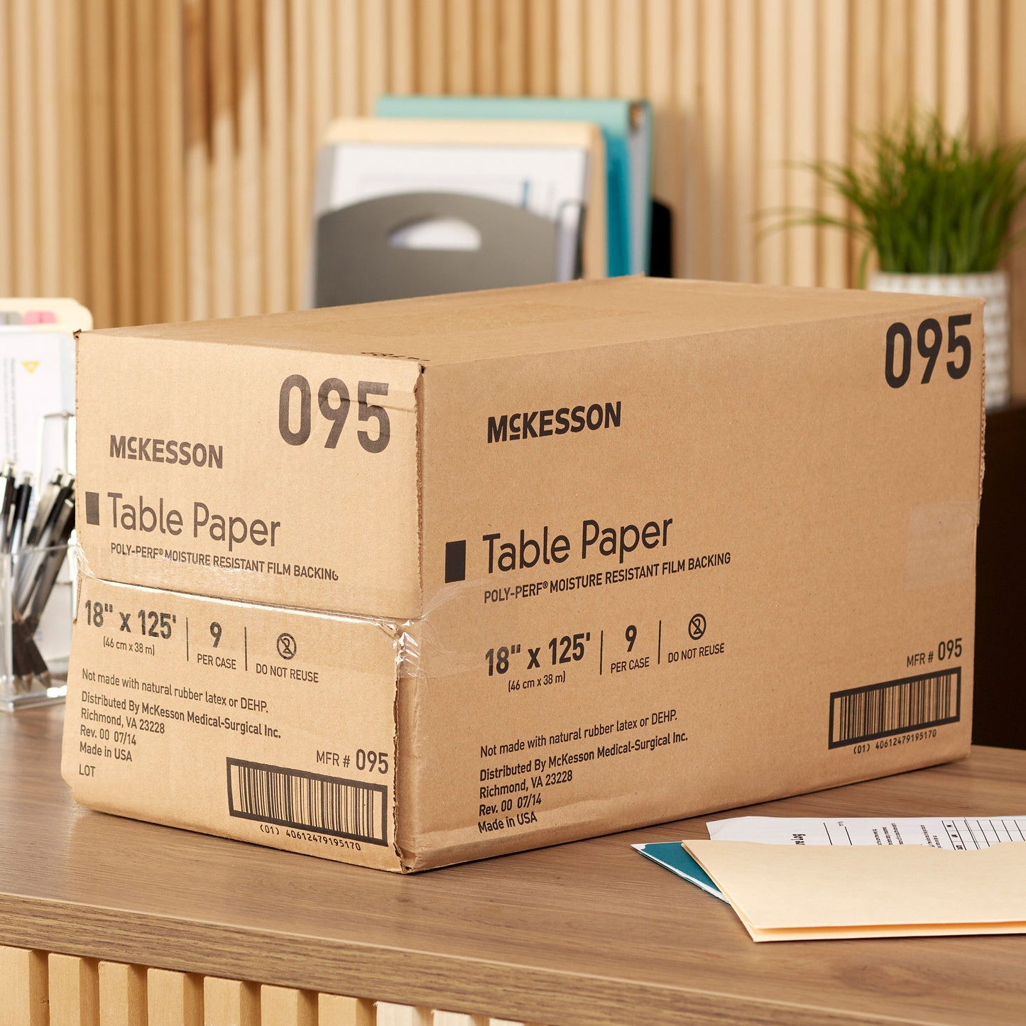 PAPER, TABLE POLY PERF WHT 18"X125' (9RL/CS)