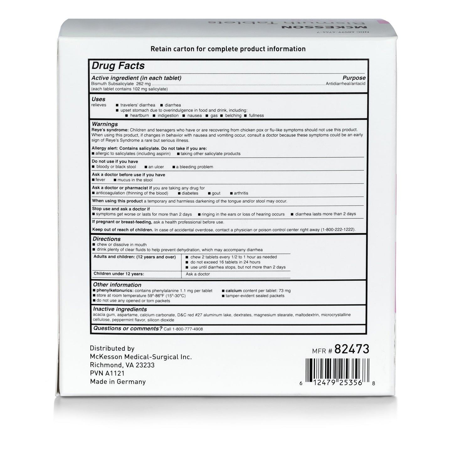 BISMUTH, TAB 262MG 100X2 (100/BX 12 BX/CS)