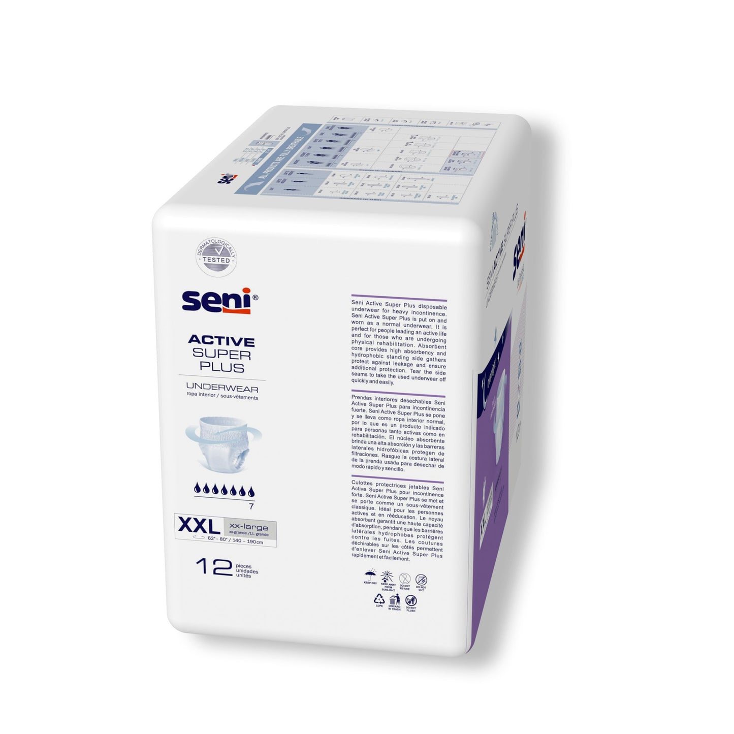 UNDERWEAR, SENI ACTIVE SUPER PLUS 2XLG (12/PK 4PK/CS)