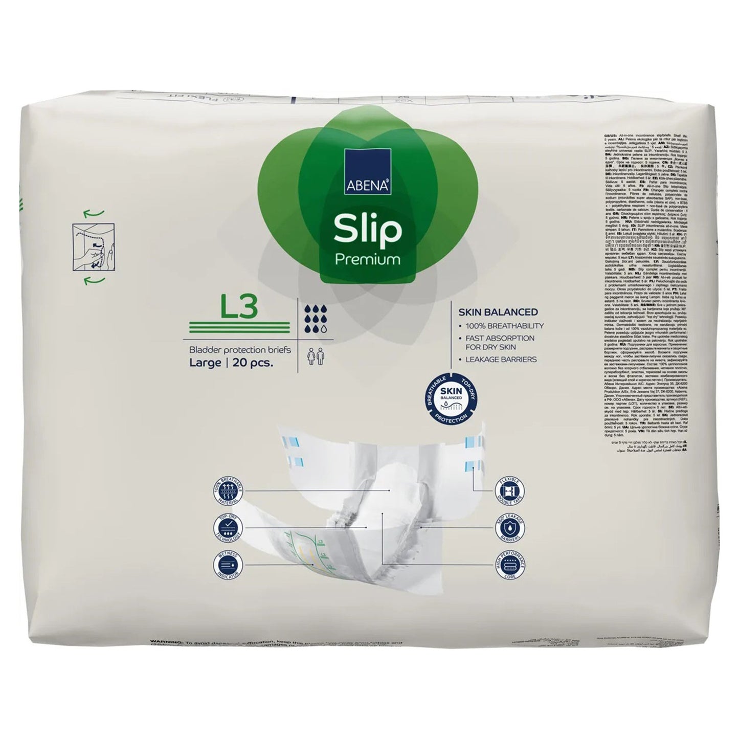 BRIEF, INCONT ABENA SLIP PREM ADLT L3 LG (20/PK 4PK/CS)