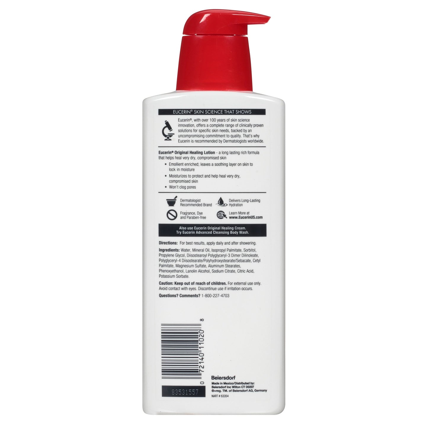 LOTION, EUCERIN UNSCNTD W/PUMP16.9OZ