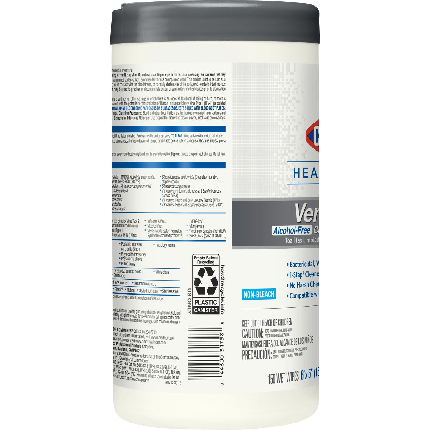 WIPE, DISINFECTANT VERSASURE ALOCHOL FREE (150/CT 6CT/CS)