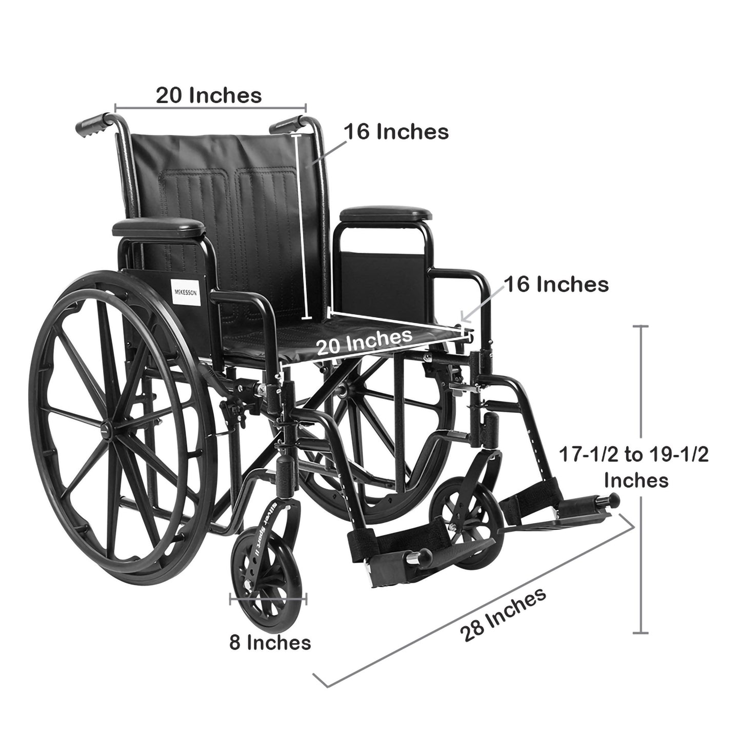 WHEELCHAIR, DDA SF 20" 350LBS