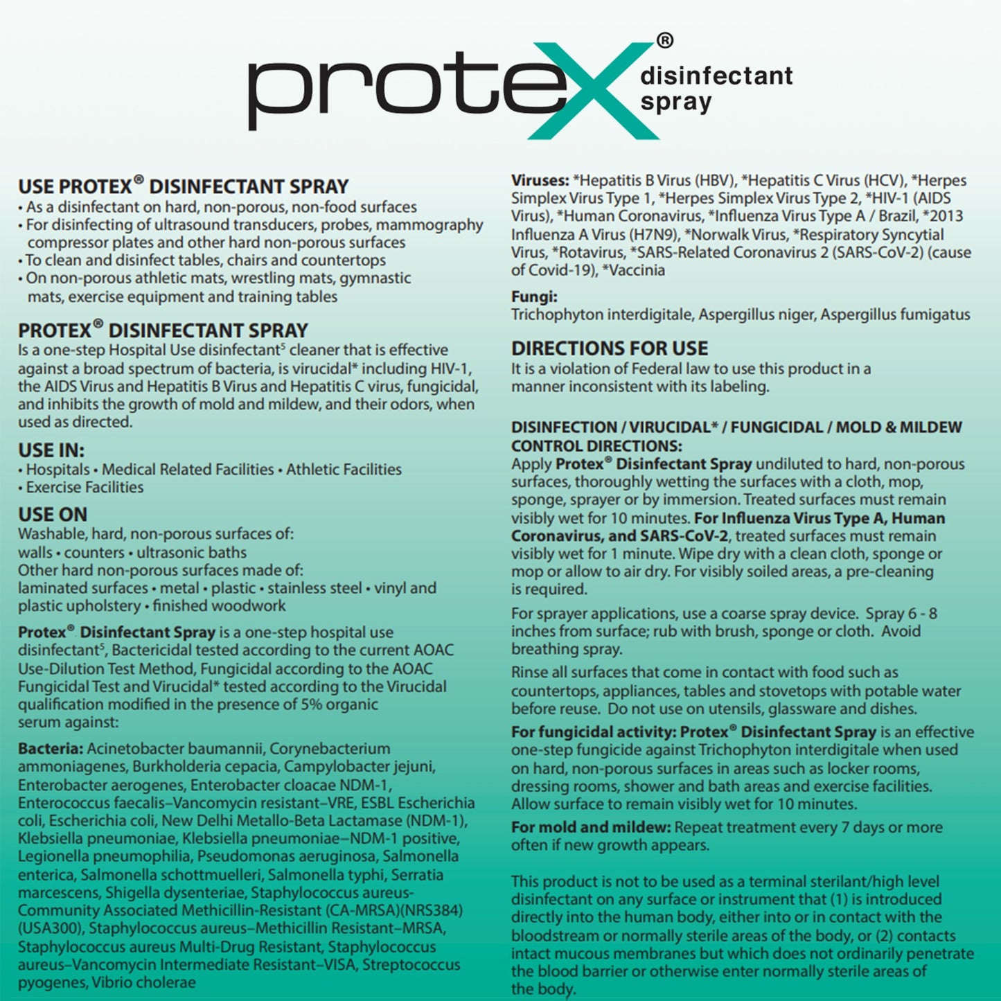 DISINFECTANT, PROTEX ONE STEP SPRAY 12 OZ (4DZ/CS)