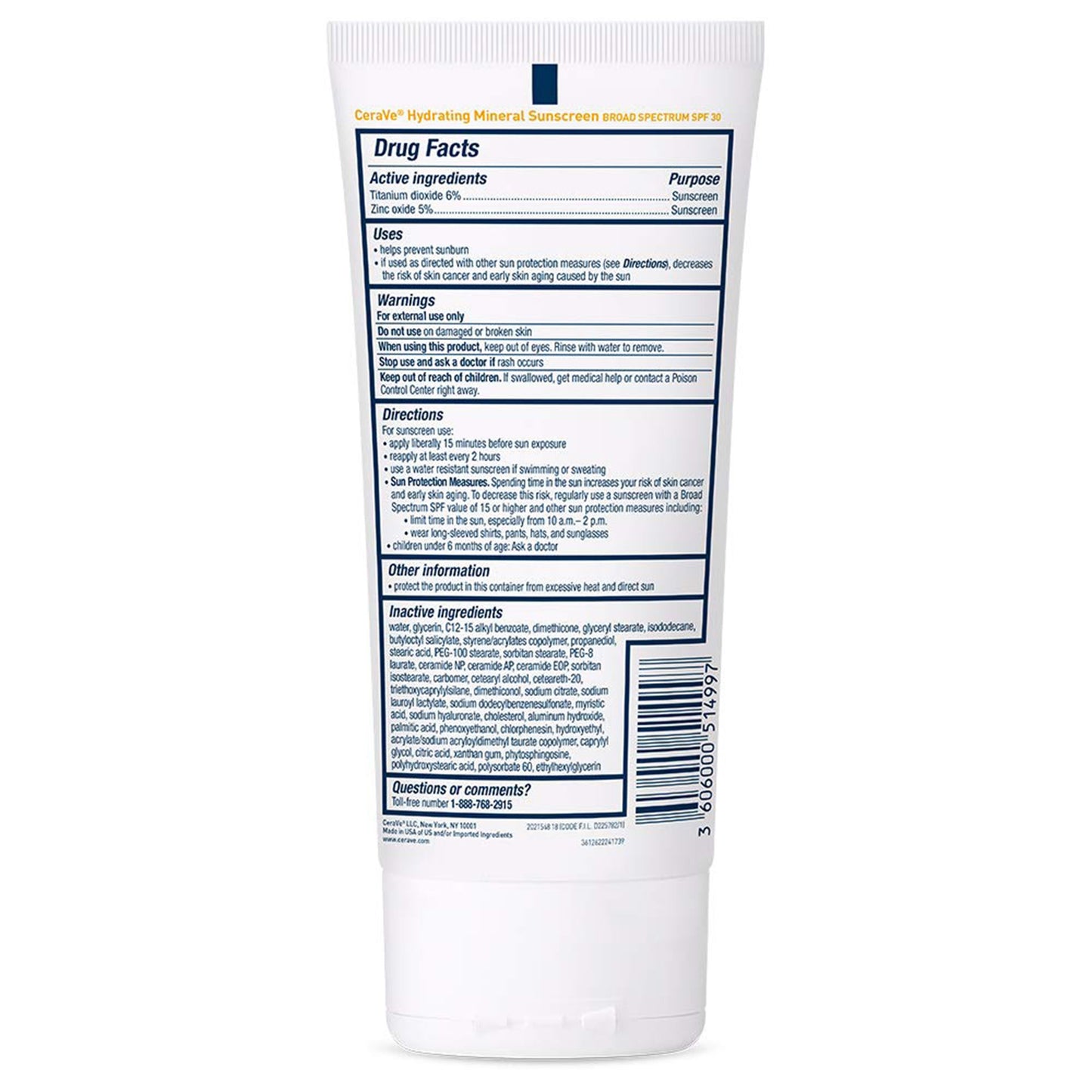 LOTION, CERAVE SUNSCREEN HYDRATING SPF30 5OZ