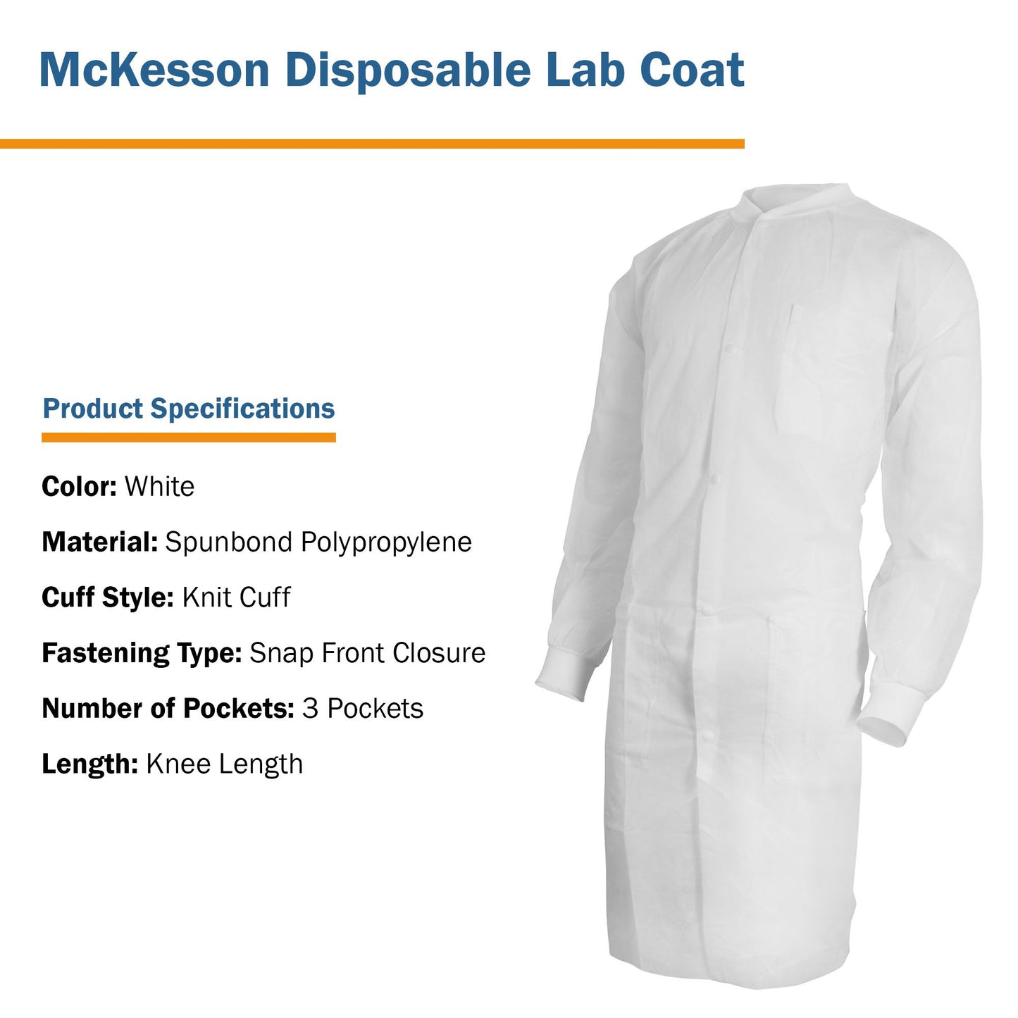 COAT, LAB KNITCUFF LF WHT SM/MED (10/BG 3BG/CS)