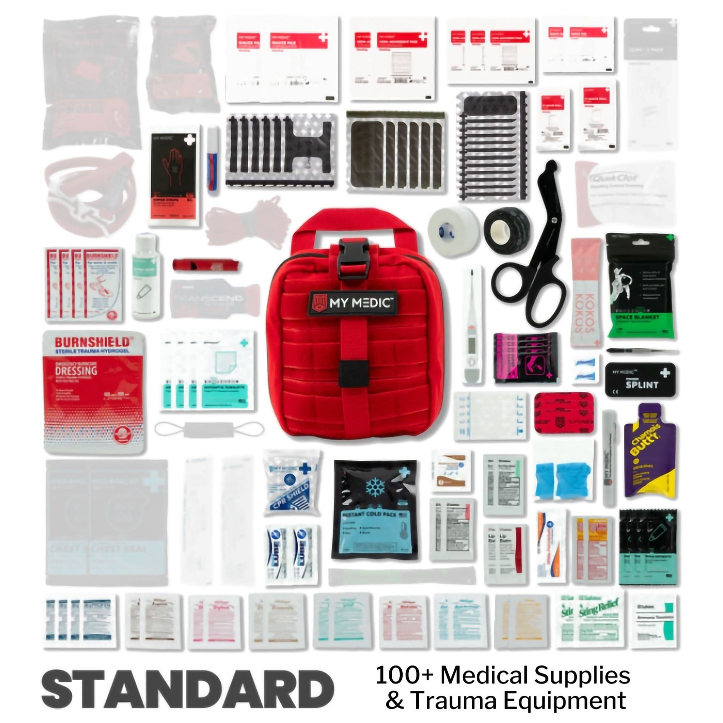 FIRST AID KIT, MYFAK STD NYLONBAG 100PC RED 7.5X6.5X5"