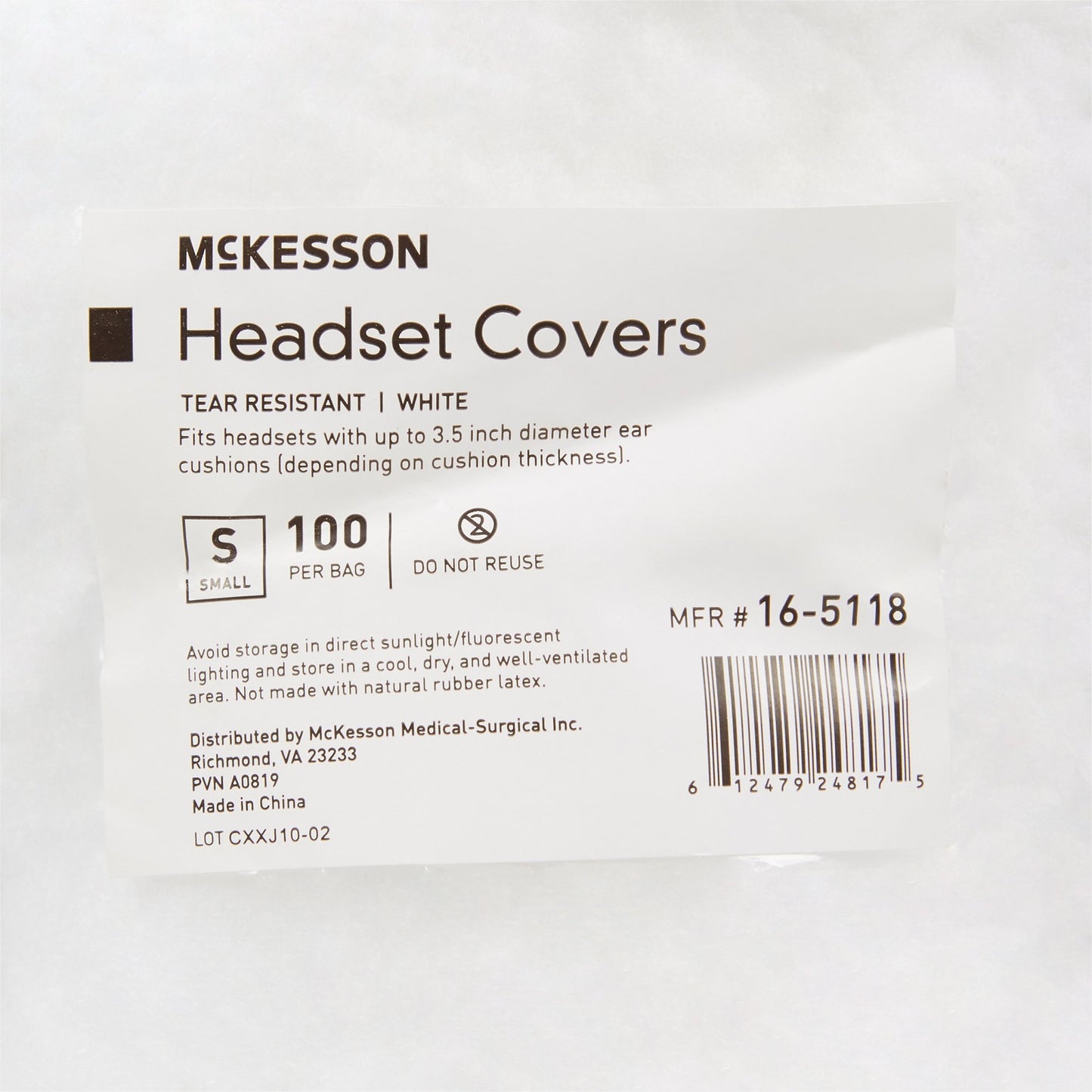 COVER, HEADSET WHT SM (100EA/BG 10BG/CS)