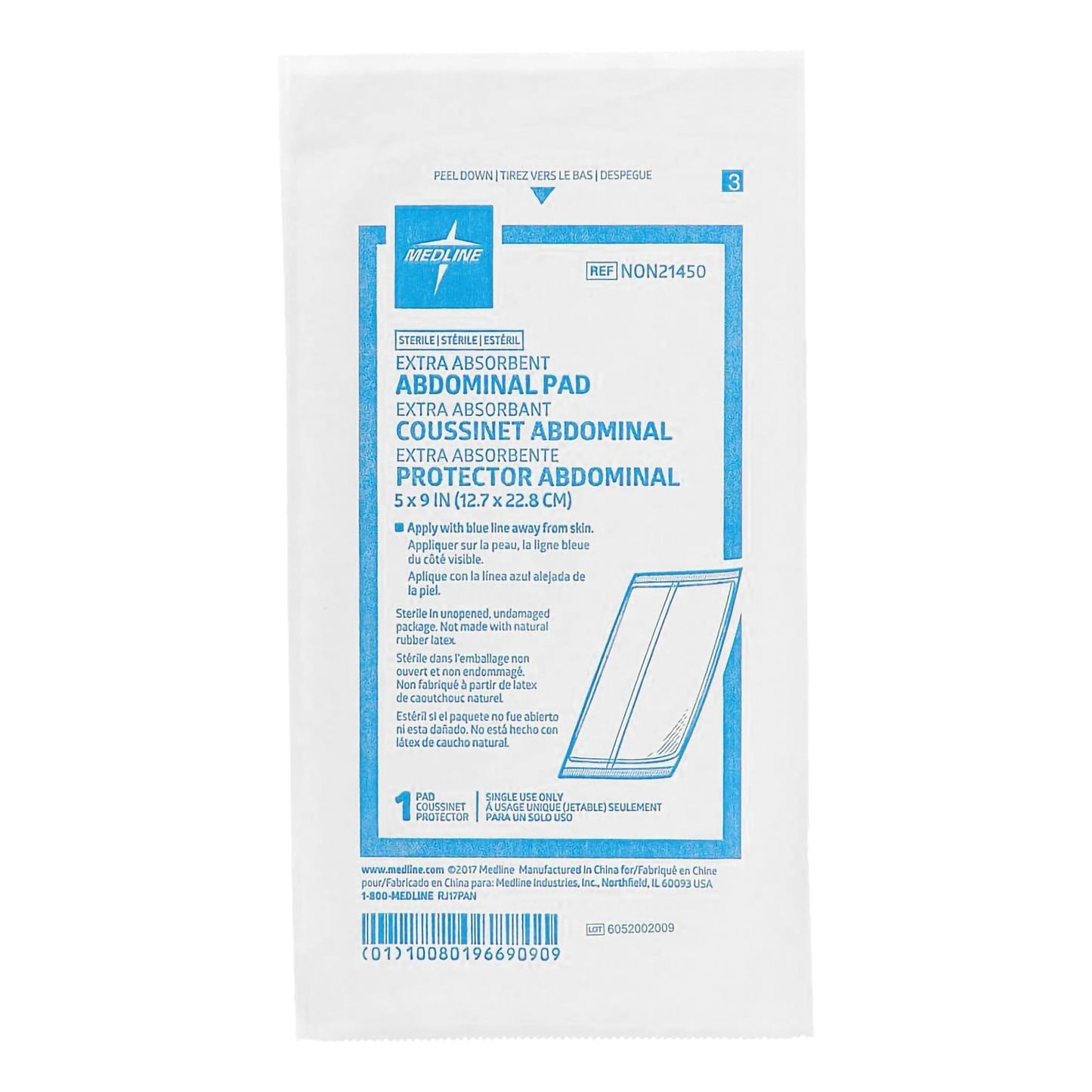 PAD, ABDOMINAL STR 5"X9" (25/BX 16BX/CS)