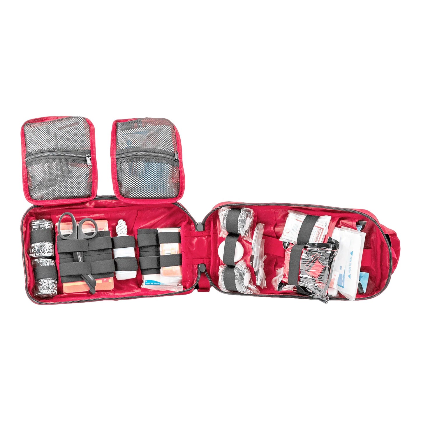 FIRST AID KIT, MYFAK LG STD 200PC NYLON BG RED 14X8.75X6"