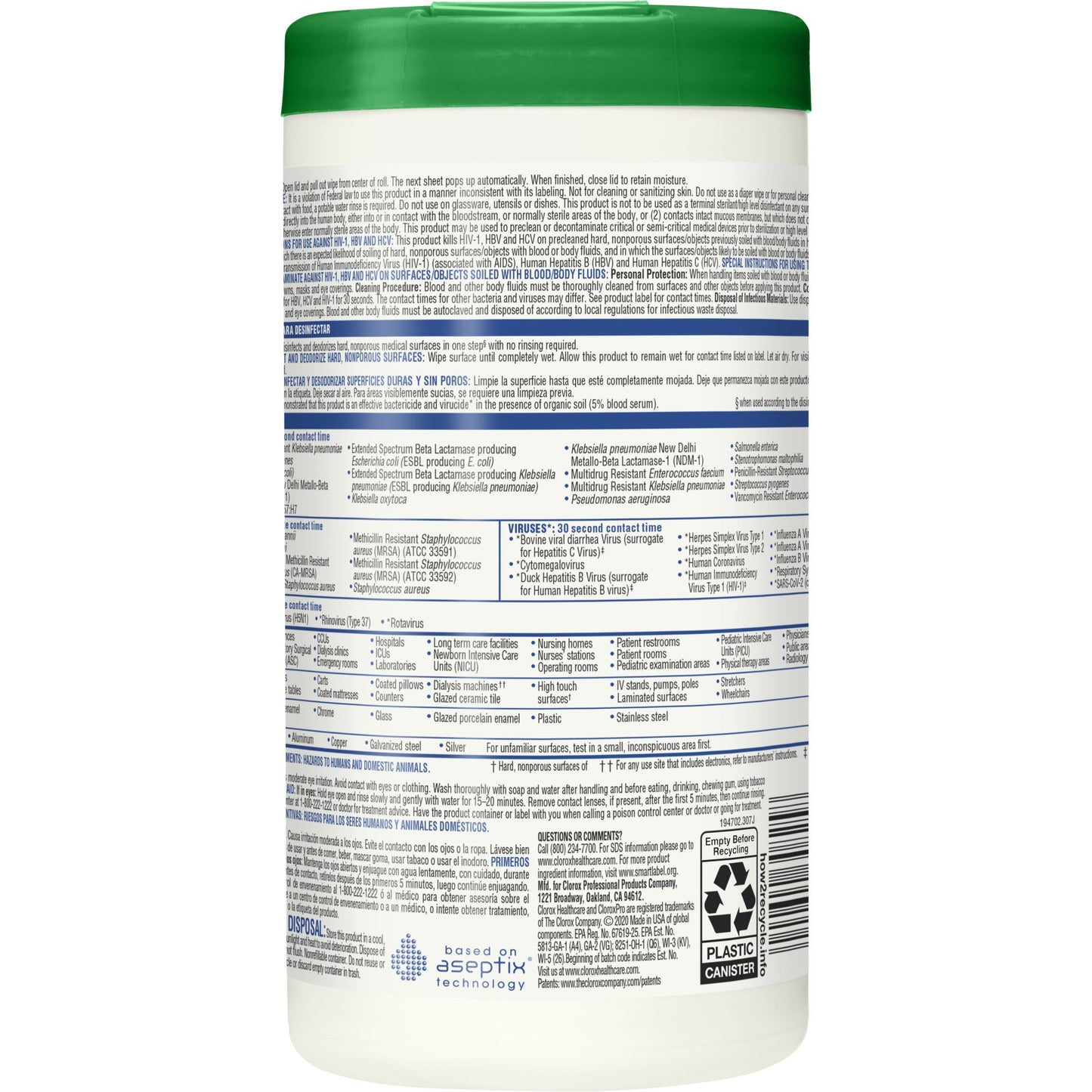 WIPE, WET HYDROGENPEROXIDE 6.75X5.75(155/CT 6CT/CS)