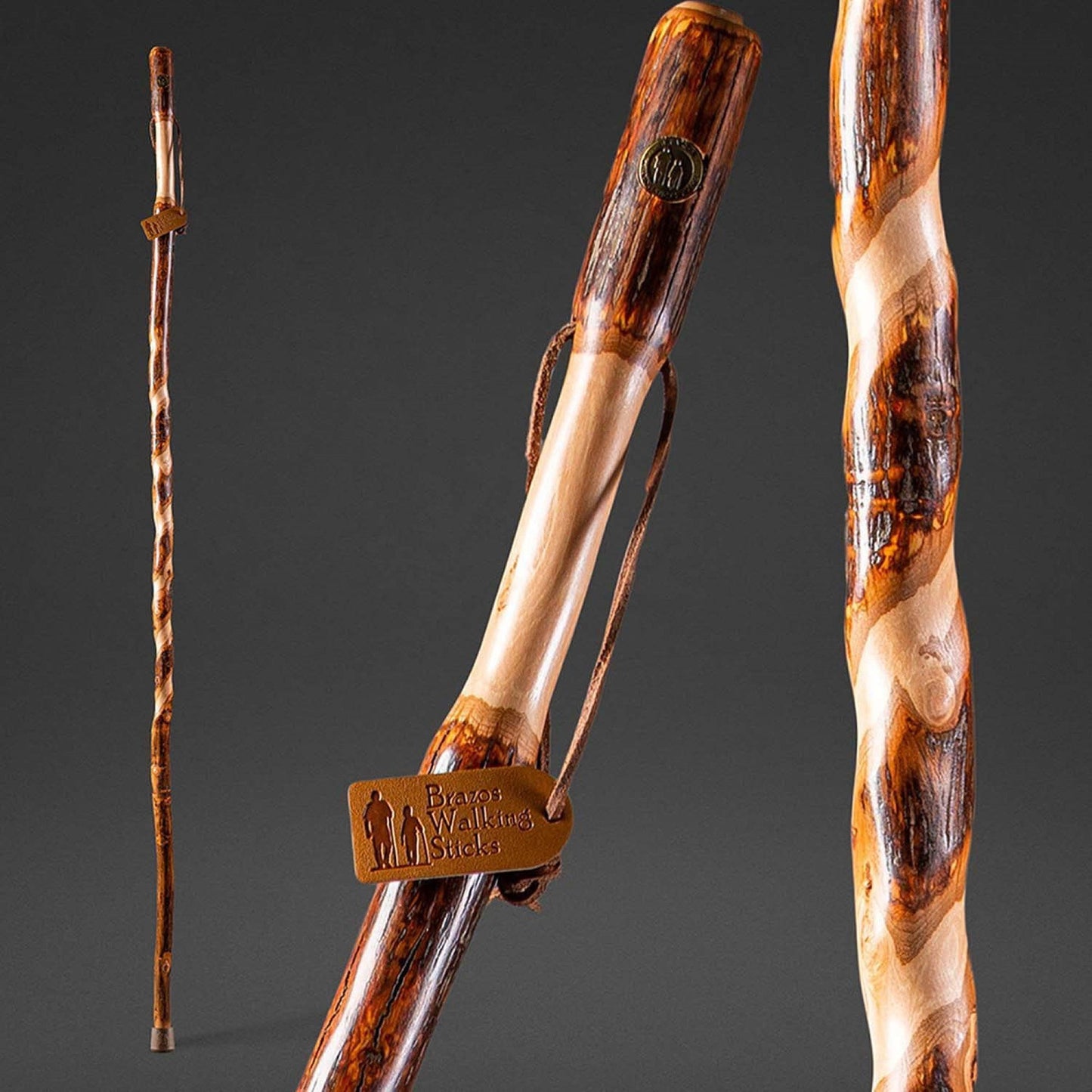 STICK, WALKING WOOD BRAZOS 48 FREE FORM IRON BAMBOO RED 48"