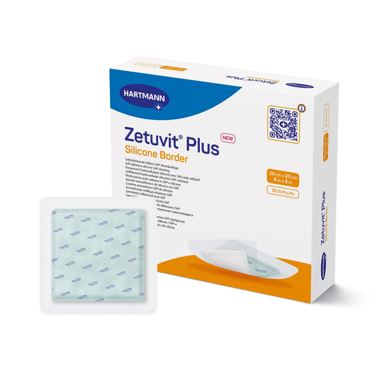 DRESSING, WND ZETUVIT + SAP BRDR SIL ADH 8"X8" (10/BX)