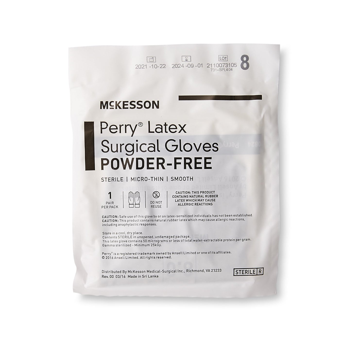 GLOVE, SURG LTX 8.0 STR2 SMTH MICROTHIN (50PR/BX 4BX/CS)