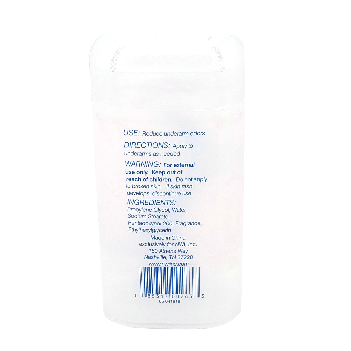 DEODORANT, STICK ALCOHOL FREE (144/CS)