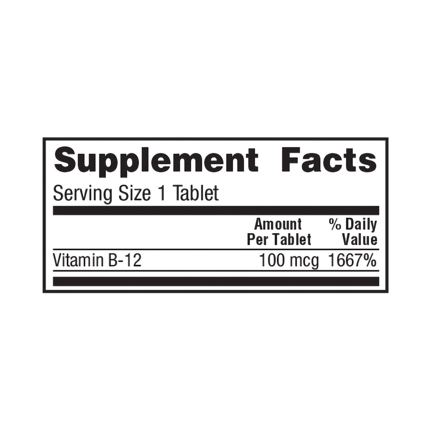 VITAMIN B-12, TAB 100MCG (100/BT 12BT/CS)