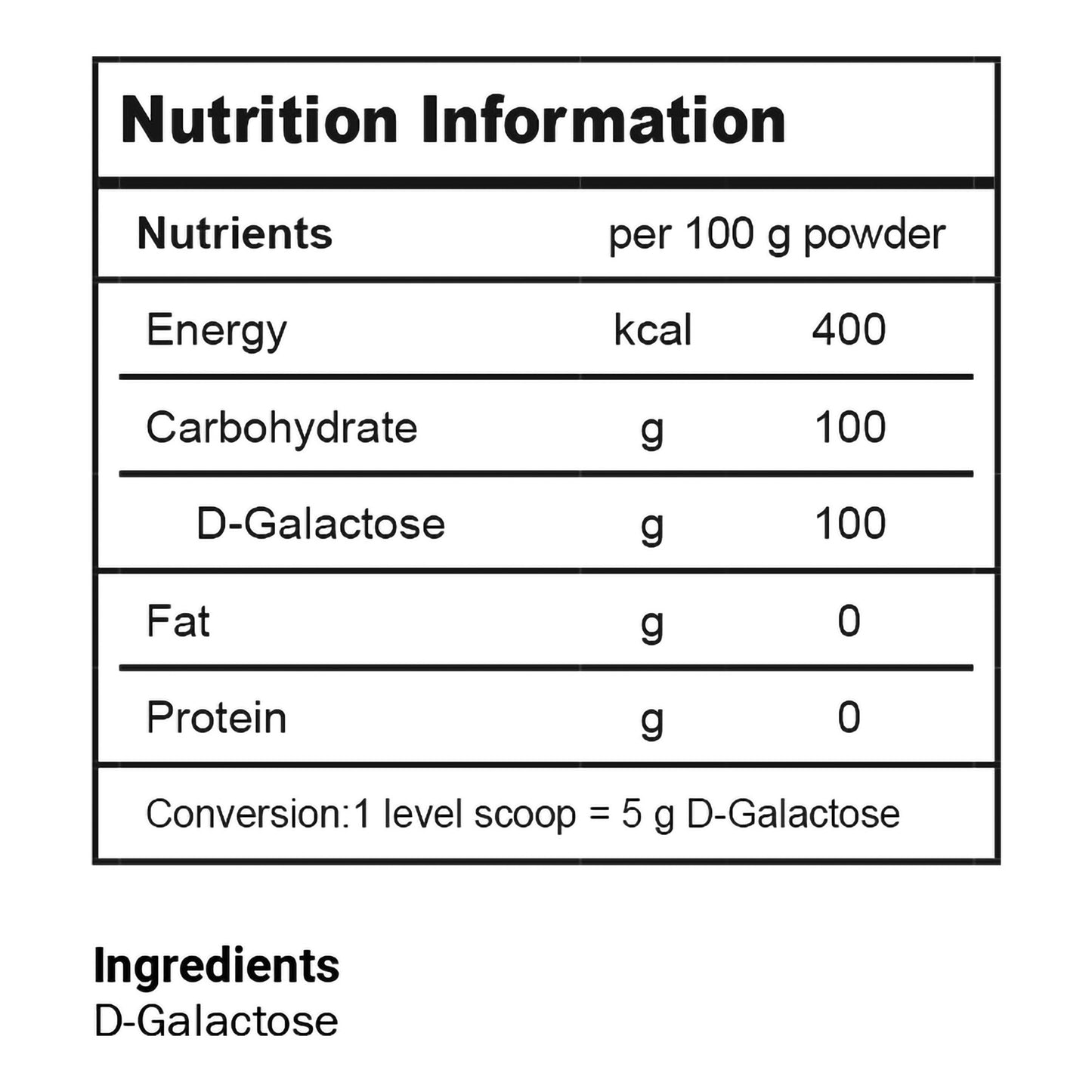 GALAXTRA, GALACTOSE POWDER 375GM