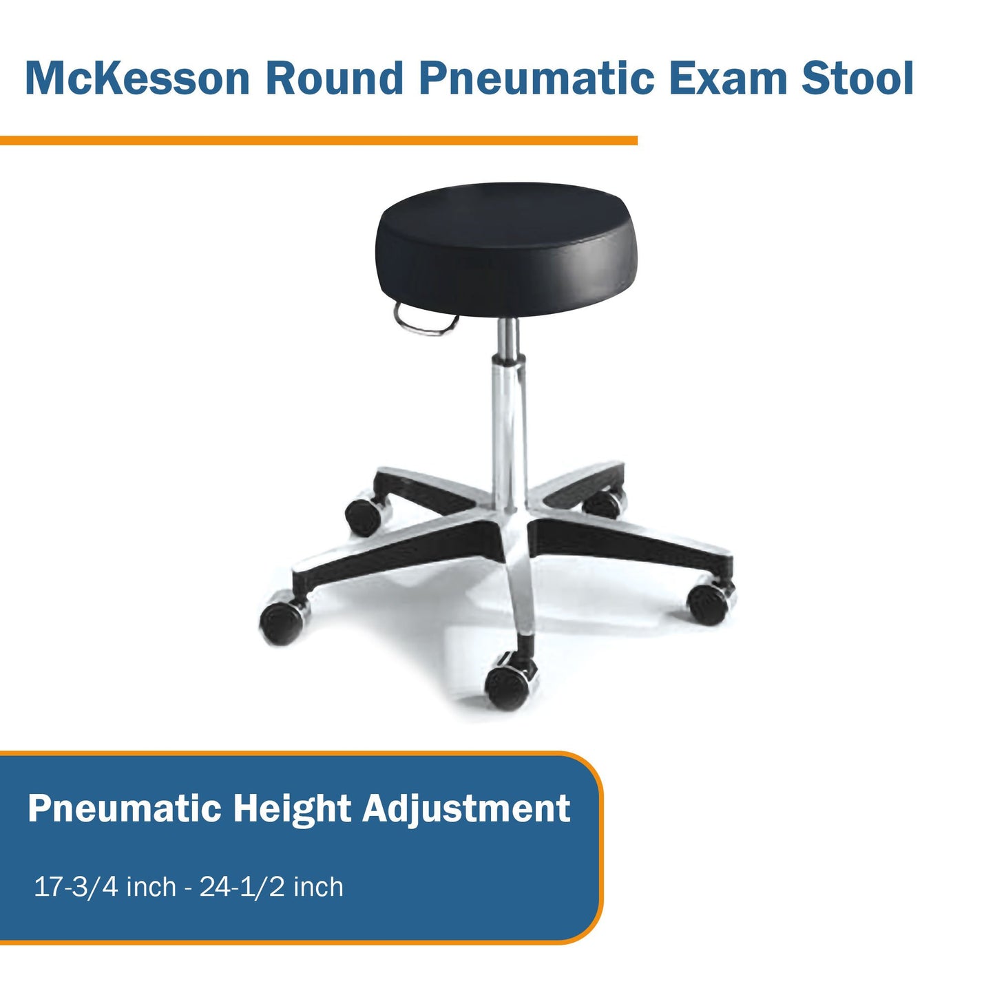 STOOL, EXAM PNEU 5LEG BLACK