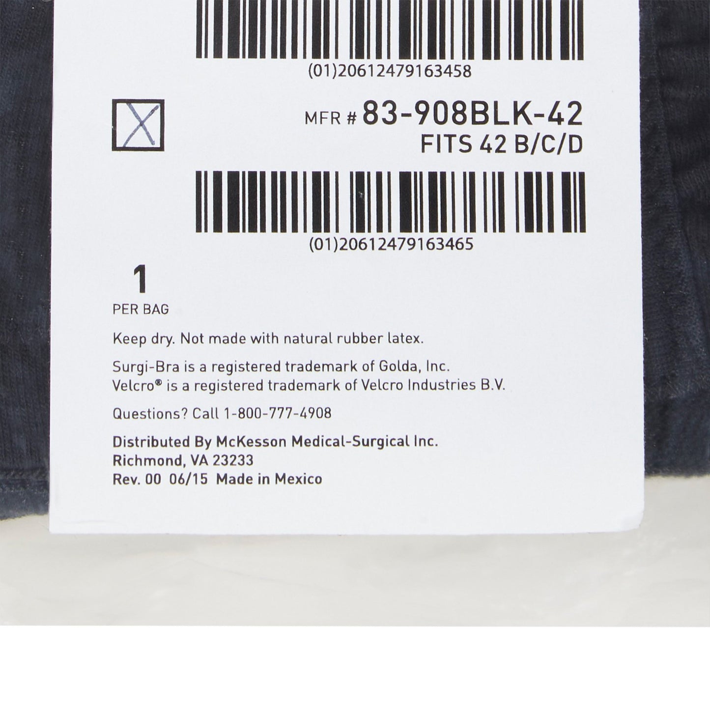 SUPPORT, SURGI-BRA II BREAST COTTON BLK LF 42B/C/D