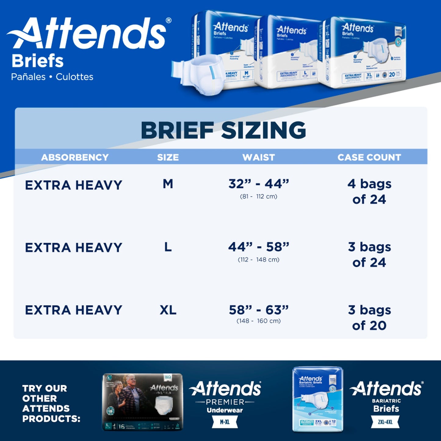 BRIEF, ATTENDS CARE ADVANCED XLG (20/BG 3BG/CS)