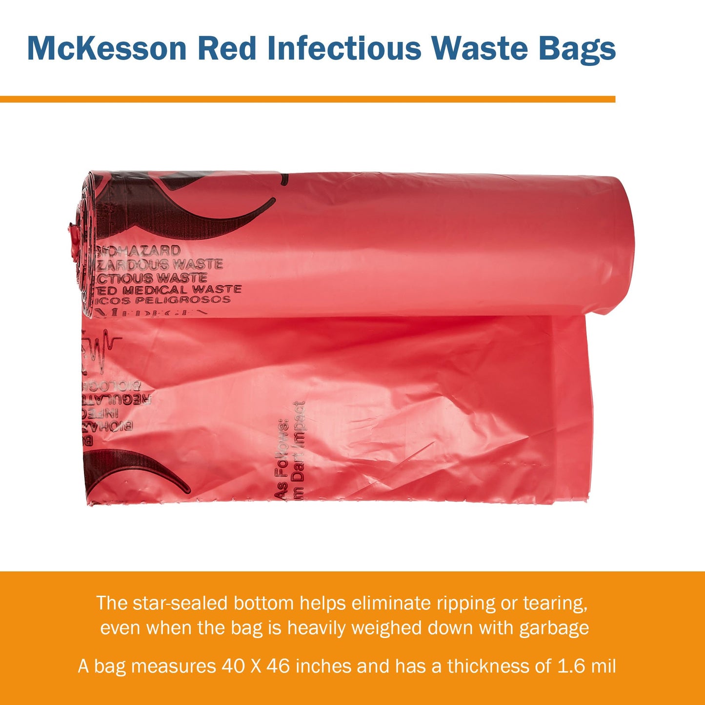 BAG, BIOHAZ HD LLDPE RED 40X461.6MIL (100/CS)
