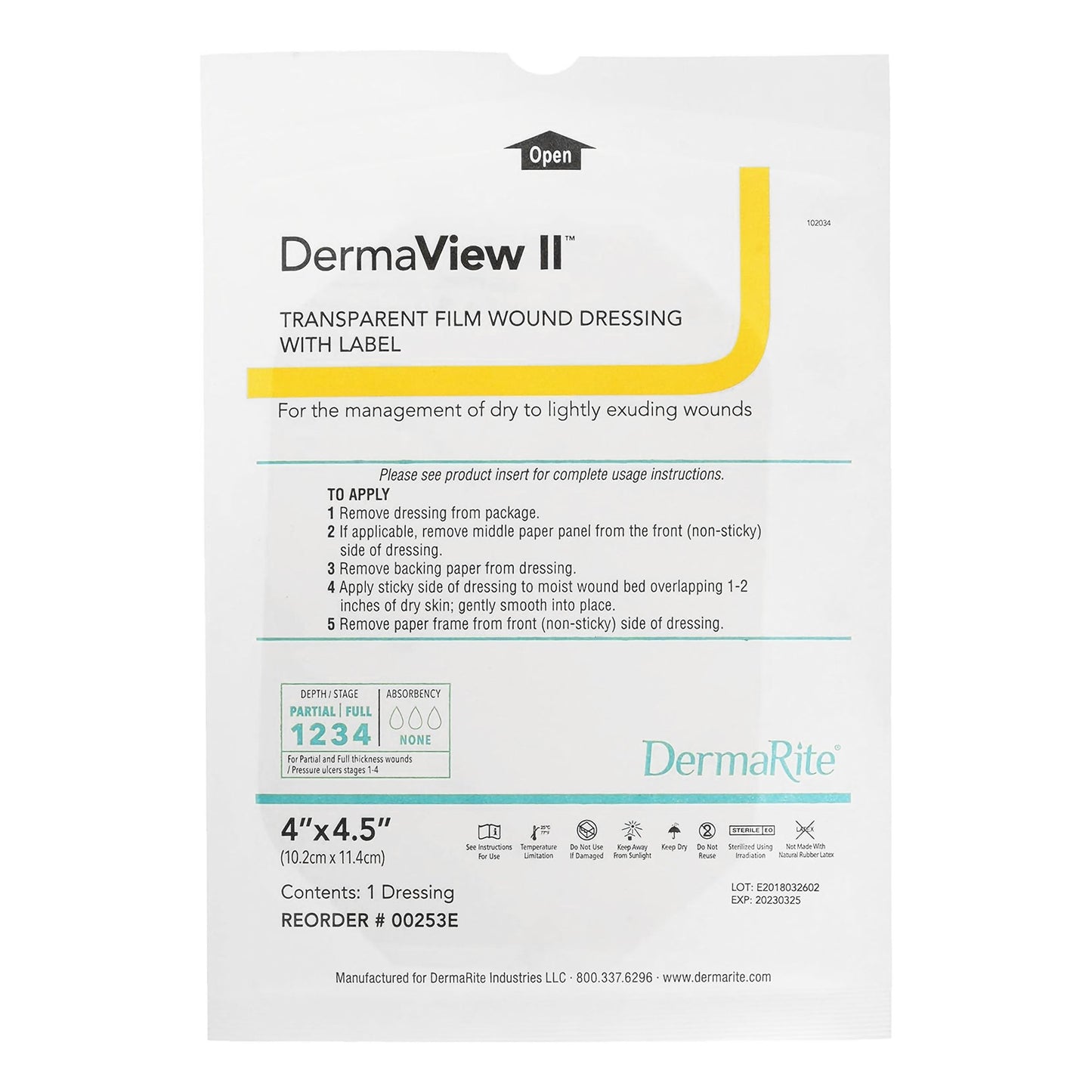 DRESSING, DERMAVIEW II 4"X5" (50/BX)