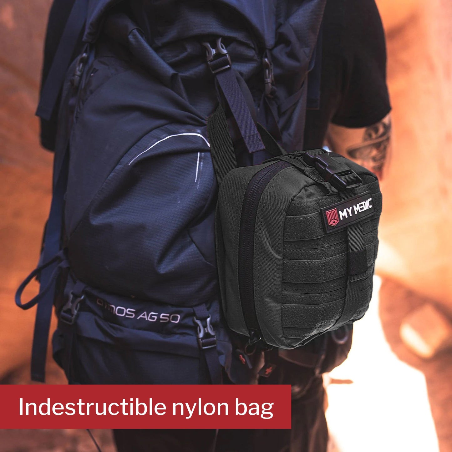 FIRST AID KIT, MYFAK PRO 100PCNYLON BAG BLK 8.7X7.2X6"