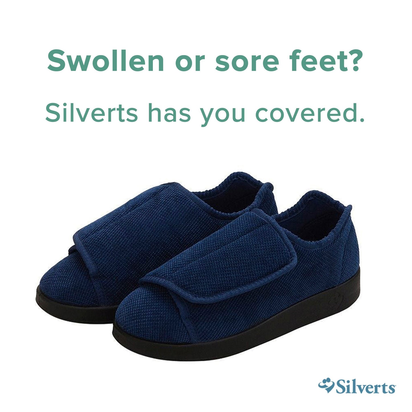SLIPPER, SILVERTS EASY CLOSURENAVY 2XWIDE SZ6