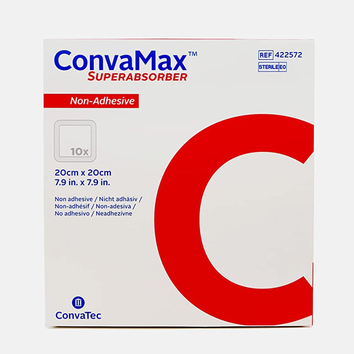 DRESSING, WOUND CONVAMAX SUPERABSRB N/ADH 8"X8" (10/BX)