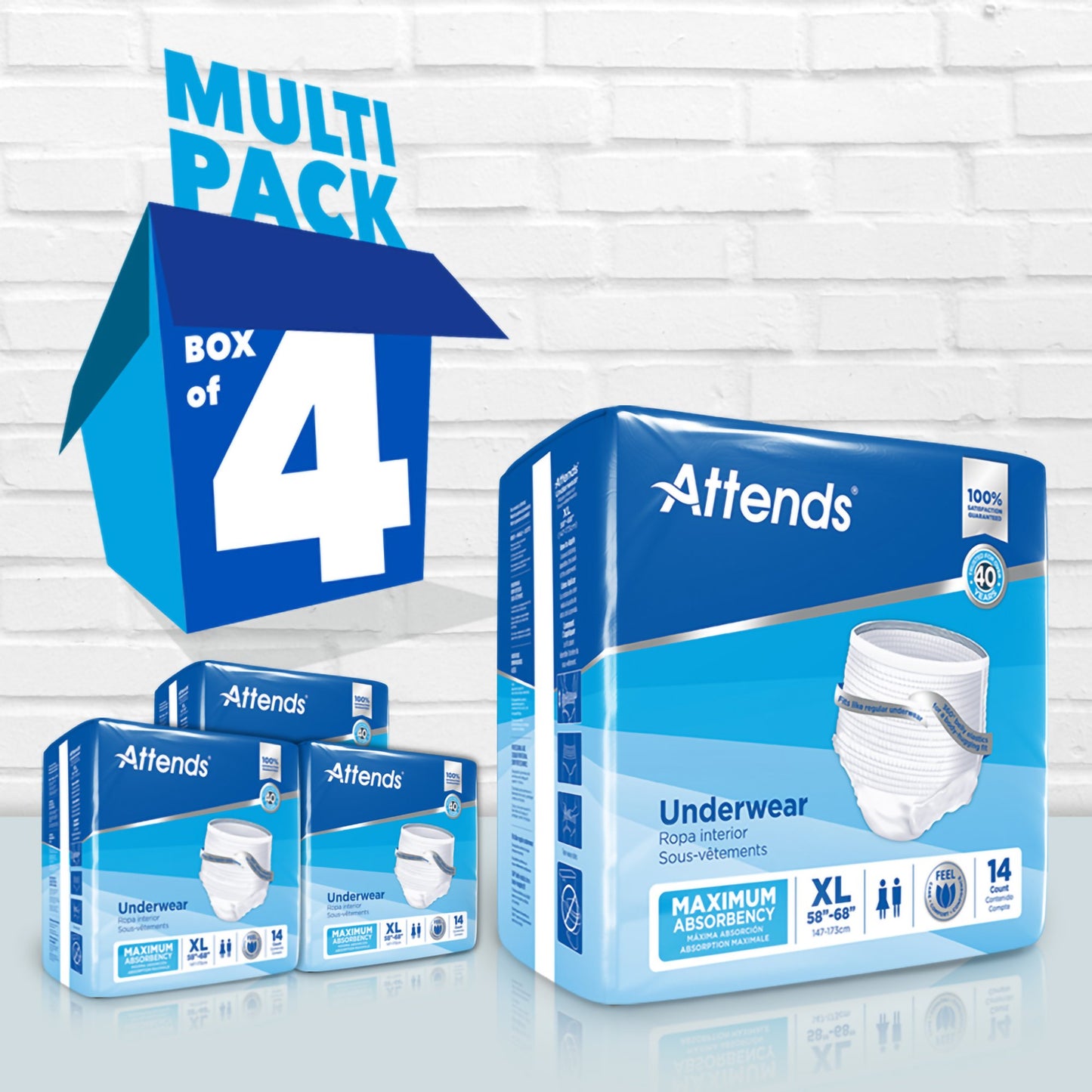 UNDERWEAR, ATTENDS MAX ABSRB XLG (14/BG 4BG/CS)