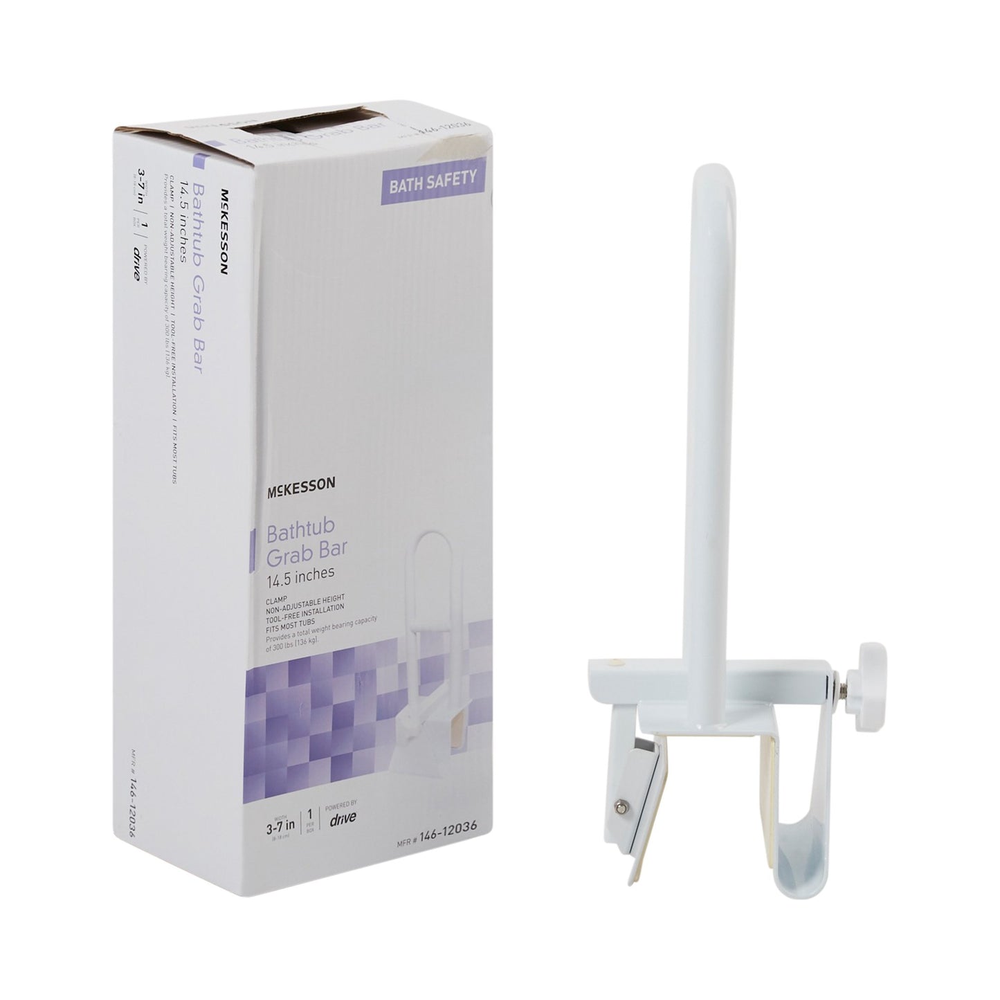 BAR, GRAB BAR CLAMP PDR COATEDWHT 14.5" (6/CS)