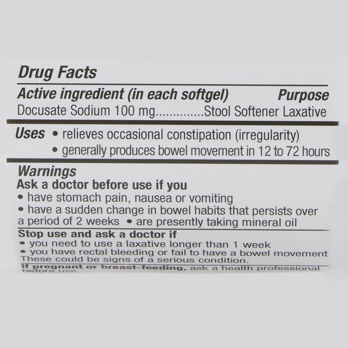LAX DSS, SOFT GEL 100MG (200/BT 12BT/CS)