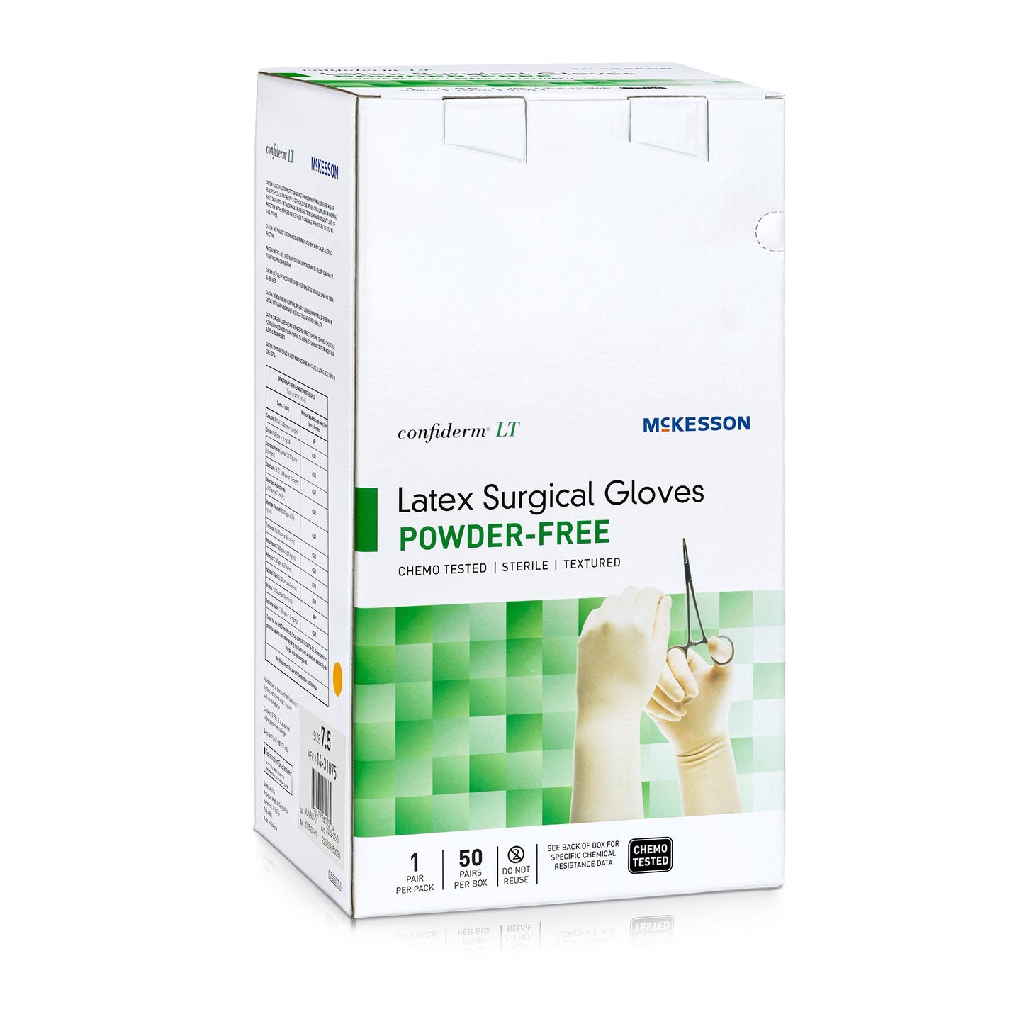 GLOVE, SURG CONFIDERM LT LTX 7.5 STR2 TXT (50PR/BX 4BX/CS)