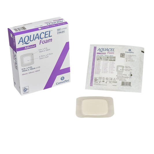 DRESSING, WOUND AQUACEL ADH FOAM 4"X4" (10/BX 18BX/CS)