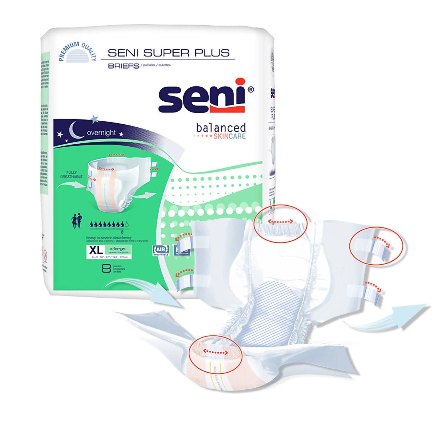 BRIEF, INCONT SENI SUPER PLUS XLG 55"-67" (8/PK 4PK/CS)