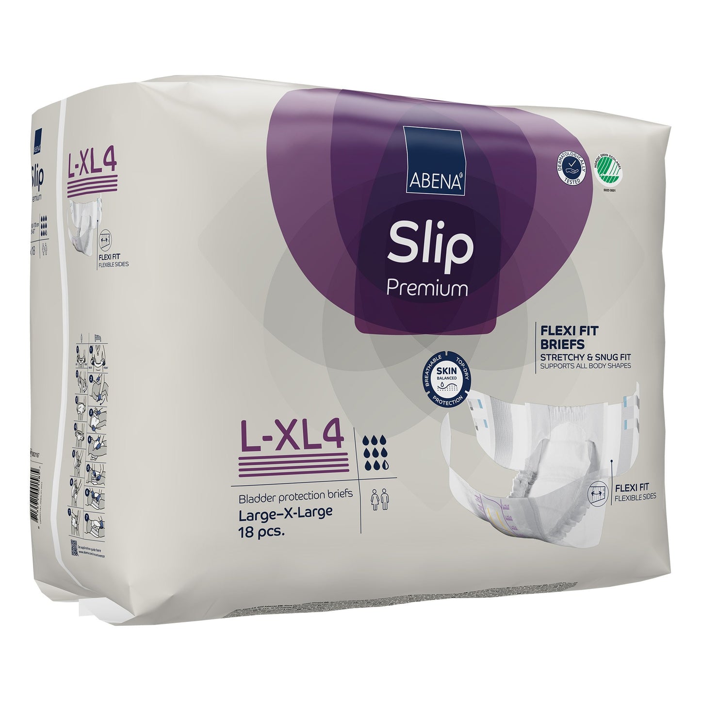 BRIEF, INCONT SLIP FLEX FIT PREM L4-XL4 LG/XLG (18/PK 4PK/CS