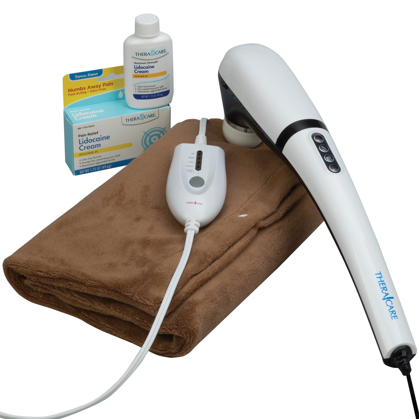 PAIN RELIEF SET, MASSAGER LIDOCAINE CRM HEATING PAD XLG