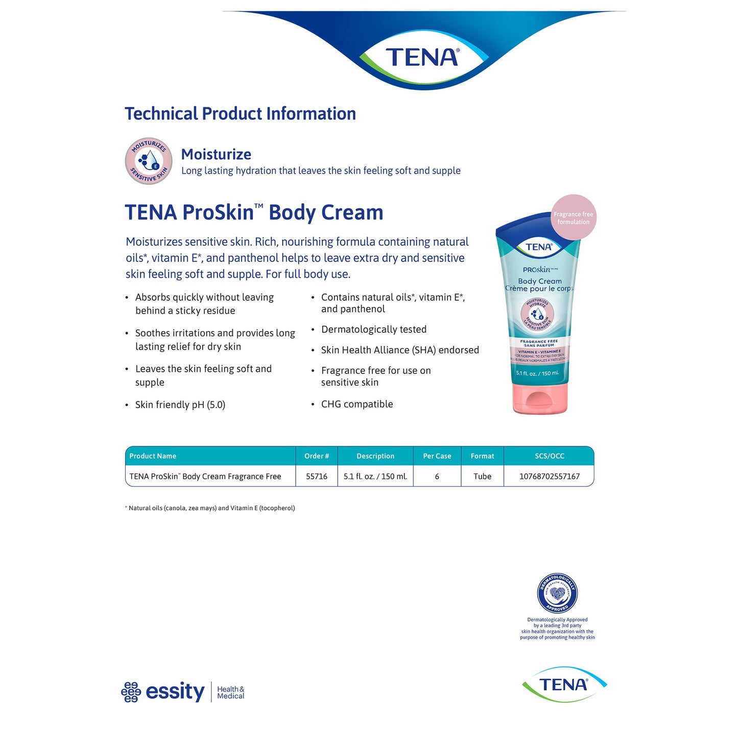 CREAM, BODY PROSKIN FRAGRANCE FREE 5.1OZ (6/CS)