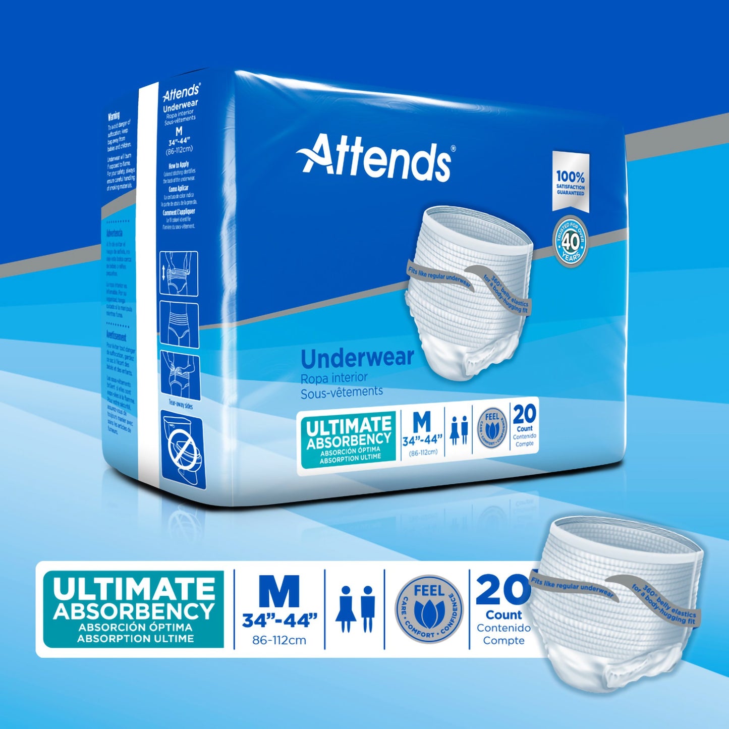 UNDERWEAR, ATTENDS ULT MED (20/BG 4BG/CS)