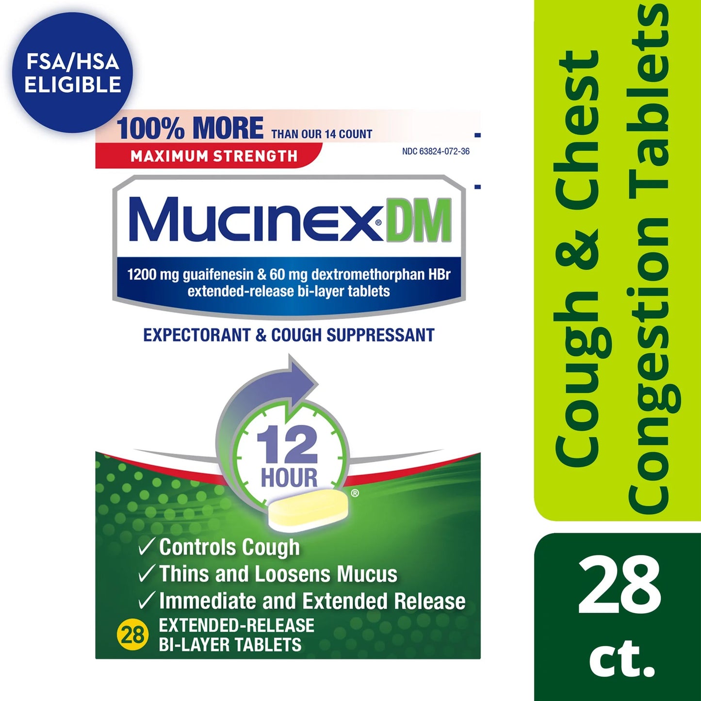 MUCINEX DM, TAB MAX/STR 1200-60MG (28/BX)