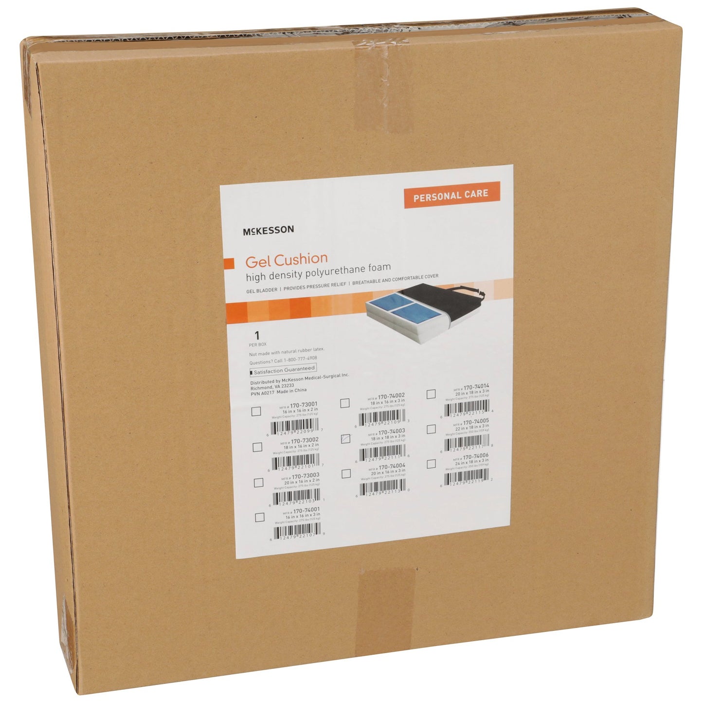 CUSHION, SEAT PROTEKT GEL 18"X18"X3" (4/CS)