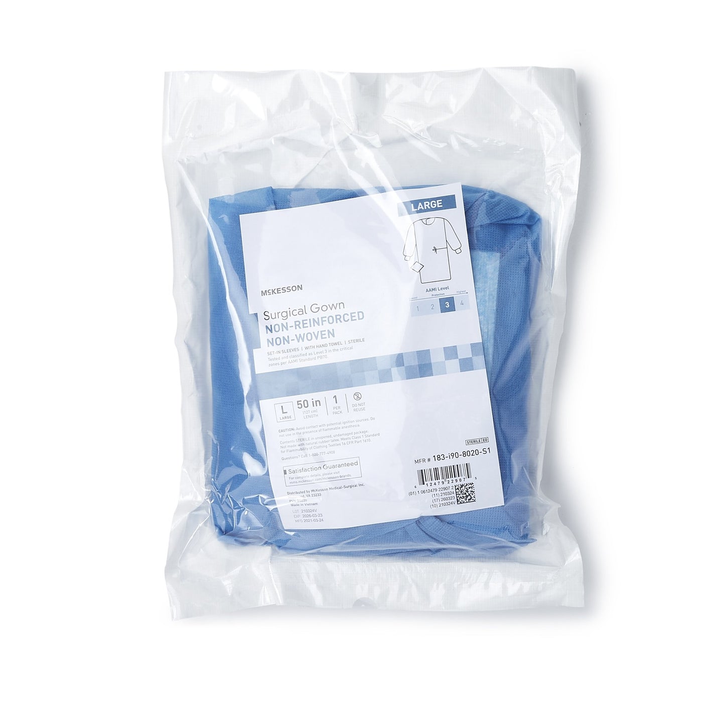 GOWN, SURG N/WOVEN STR N/REINFSET-IN W/TOWEL LG (30PK/CS)