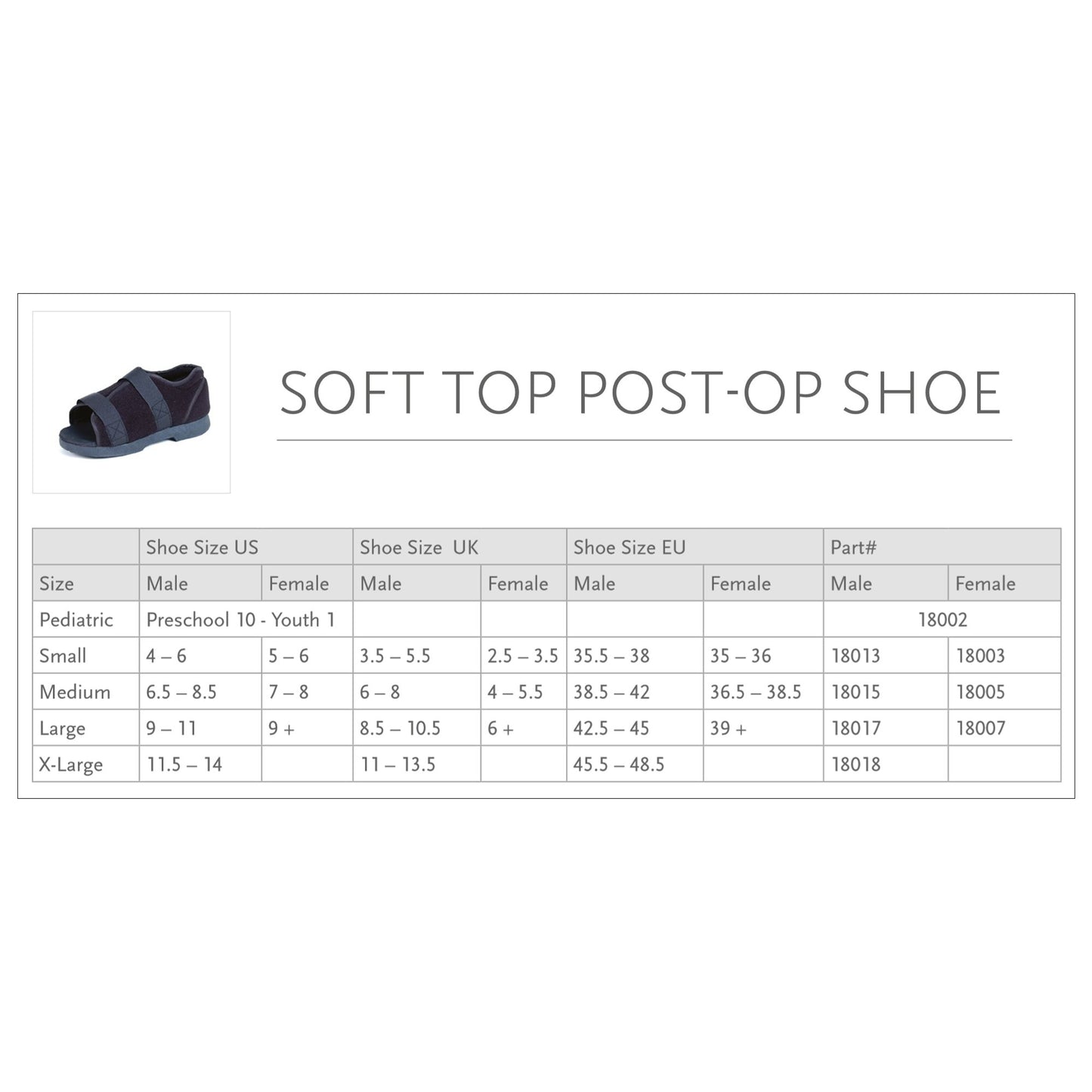 SHOE, POST OP SFT TOP FML SM BLK
