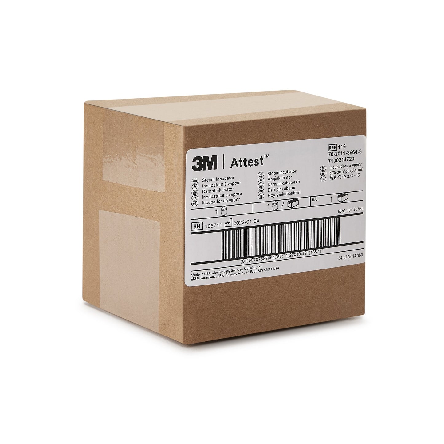 INCUBATOR, BIOLOGICAL STEAM ATTEST 3M