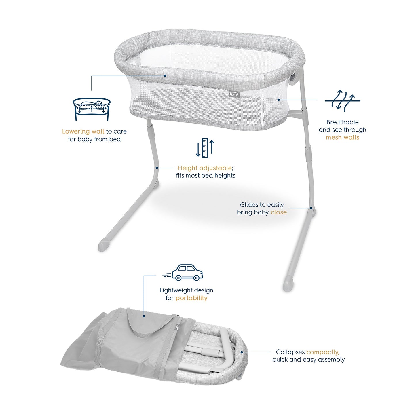 BASSINET, FLEX PORTABLE ADJ HTWHT 0-5MONTHS