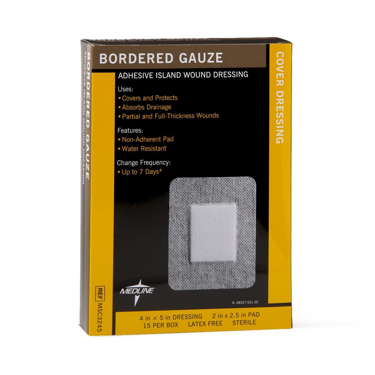 DRESSING, ADH W/BORDER GAUZE/PAD 4"X5" (15/BX 10BX/CS)