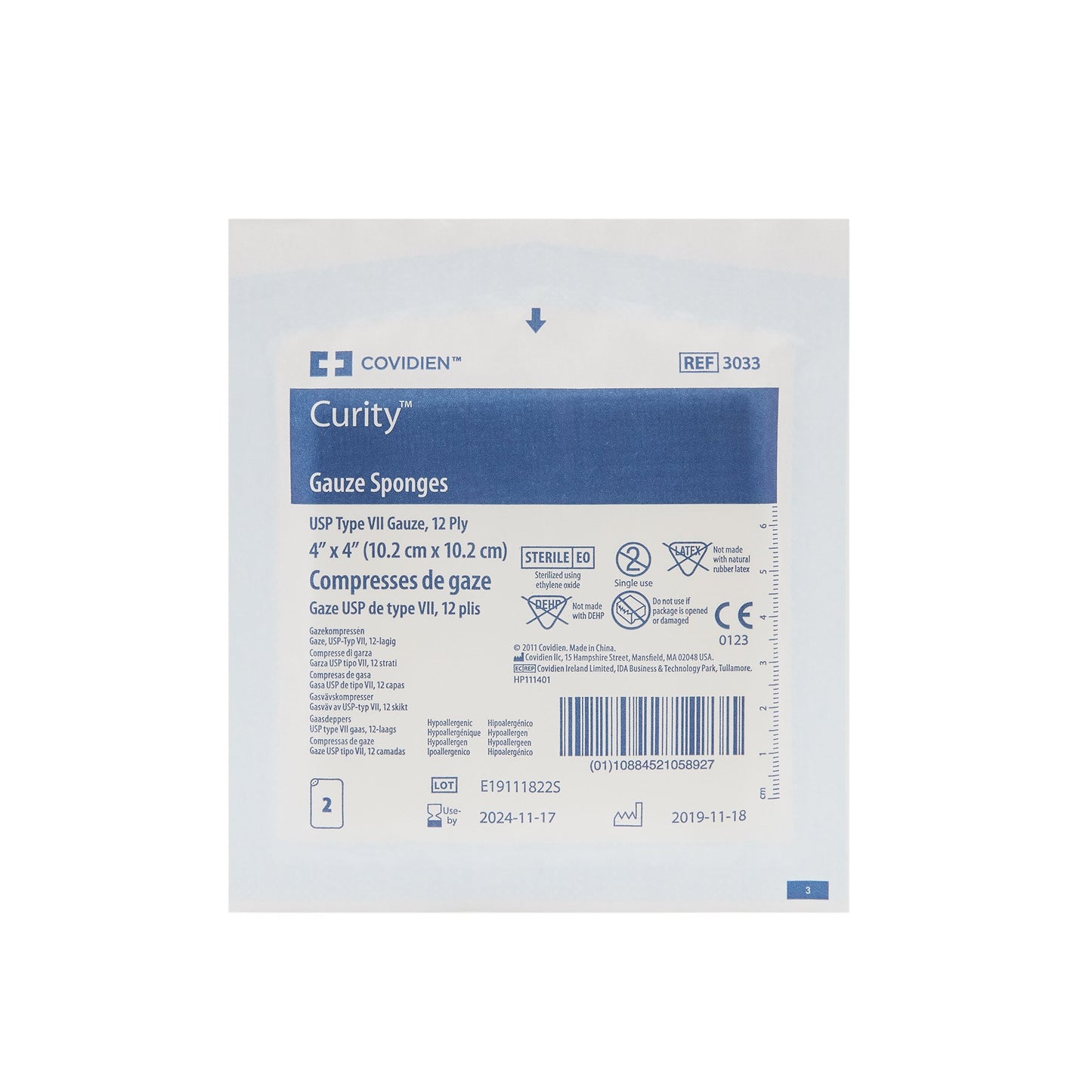 SPONGE, GAUZE 12PLY STR 4"X4" (2/PK 25PK/TR)