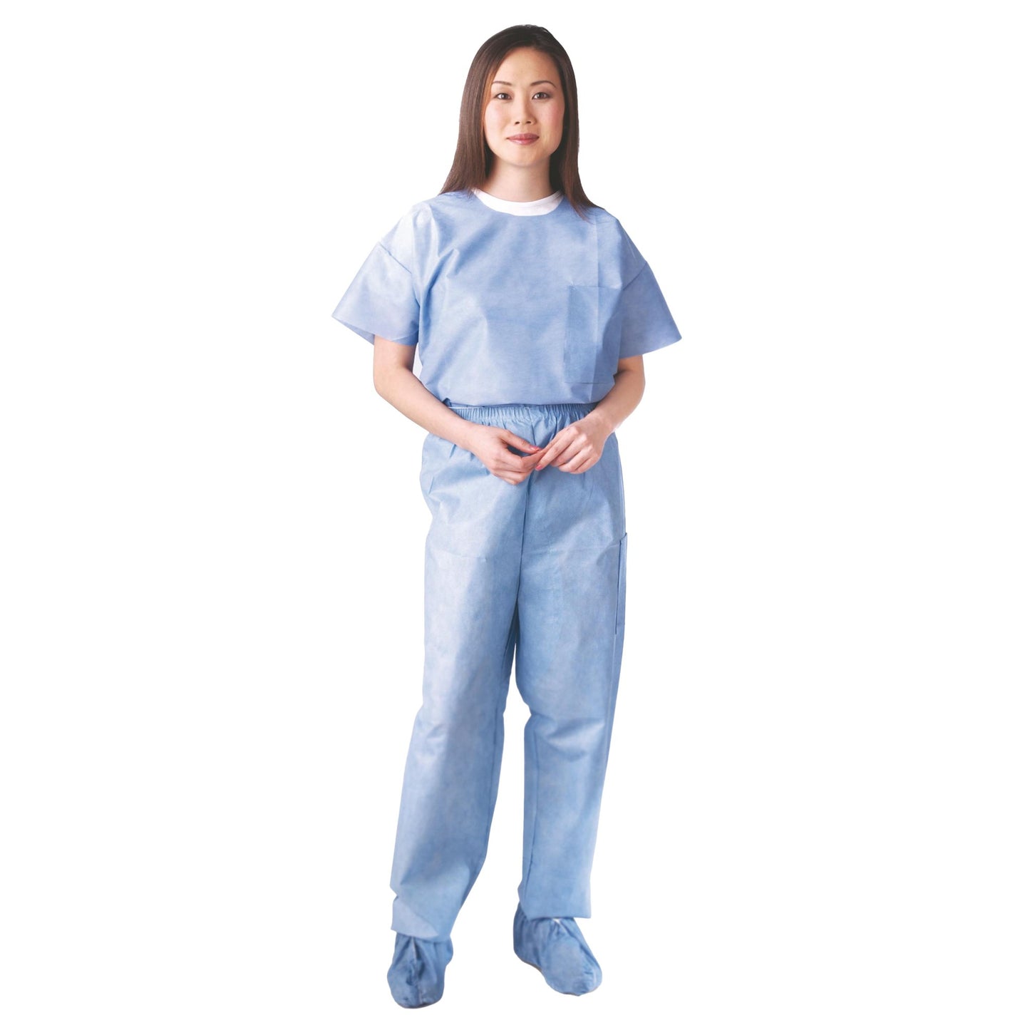 SHIRT SCRUB DISP BLUE MED 30/CS SMS