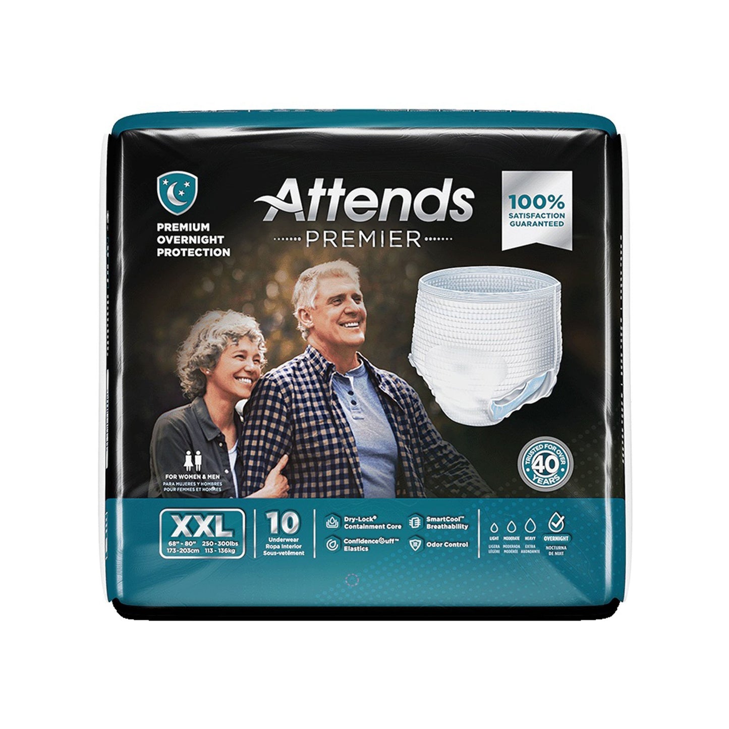 UNDERWEAR, INCONT ATTENDS PREMIER 2XLG (10/BG 4BG/CS)