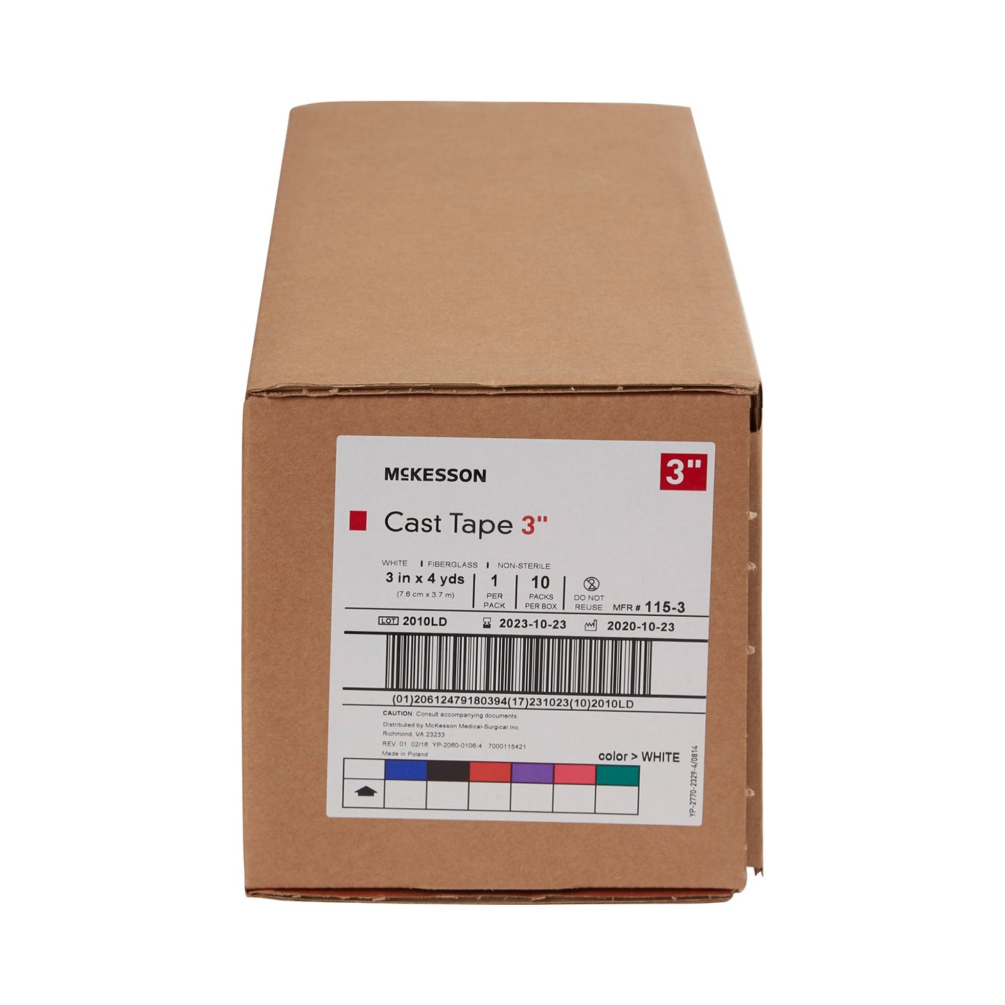 TAPE, CAST WHT LF 3"X4YDS (10RL/BX)